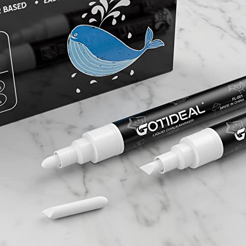 GOTIDEAL White Chalk Markers, Bold Tip Washable Chalkboard Markers, Car Window Markers,for Blackboard, Glass & Bistro, Non-Toxic, Erasable Paint GOTIDEAL
