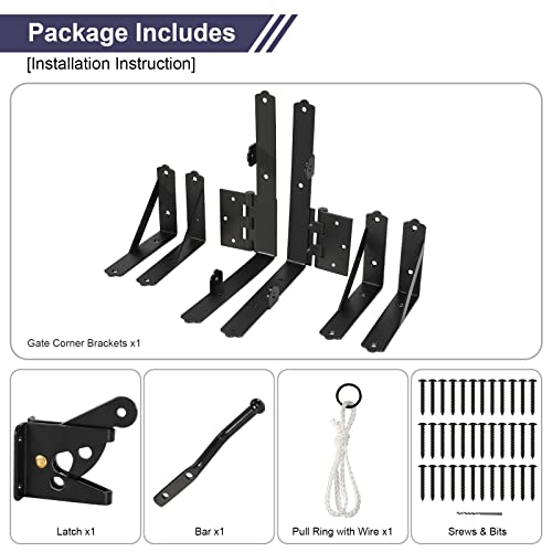 GoldOrcle Gate Corner Brace Bracket Anti Sag Gate Frame Hardware Kit for Wooden Gate Fence with a Latch GoldOrcle