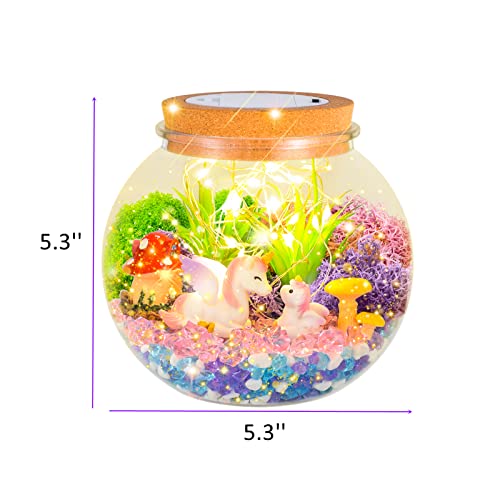 Unicorn Gifts for Girls - Light up Unicorn Terrarium Kit for Kids - DIY Unicorn Arts & Crafts Toy - Birthday Gifts for Kids Age 5 6 7 8-12 Year Old KASU