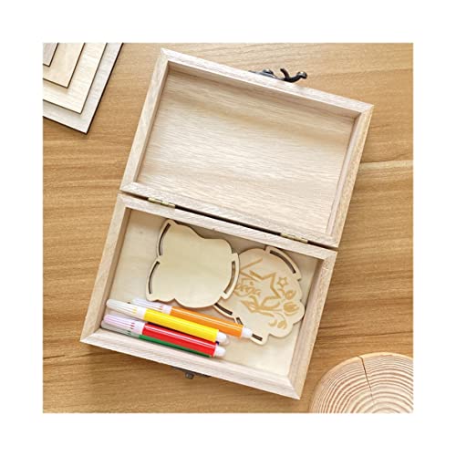 8 Pack 6 X 4 X 2 Inch Unfinished Wooden Box For Crafts Small Keepsake Box Treasure Chest Wood Jewelry Box Cregugua