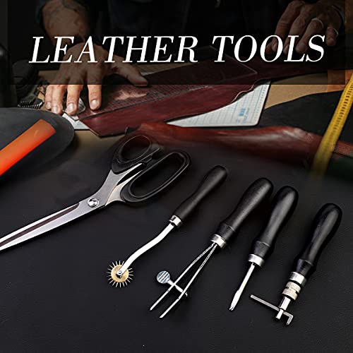 328Pcs Leather Tooling Kit, Leather Kit with Manual, Leather Working Tools and Supplies, Leather Stamp Tools, Stitching Groover and Rivets Kit ZMAAGG