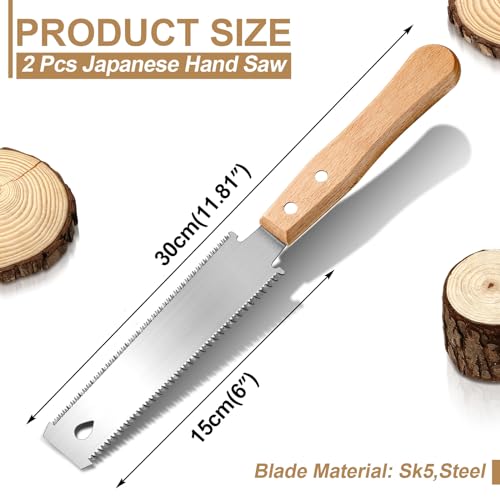 Gisafai 2 Pcs 6 Inch Small Woodworking Hand Saw Flexible Double Edge TPI 17/14 Pull Woodworking Saw for Craft Mini Flush Cut Saw Wood Handle Garden Gisafai