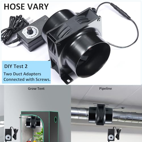 Hose Vary 4" Axial Exhaust Fan, 3000RPM 120mm DC12V Dual Ball Bearings Air Exhaust Fume Smoke Extractor Fan Kit for DIY Soldering, 3D Laser, Paint Hose Vary