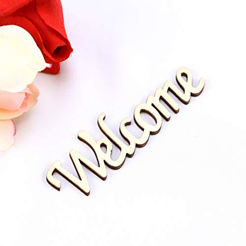 LIOOBO Wedding Wooden Cutouts Wooden Welcome Slices Embellishments for DIY Craft Decorations 2pcs LIOOBO