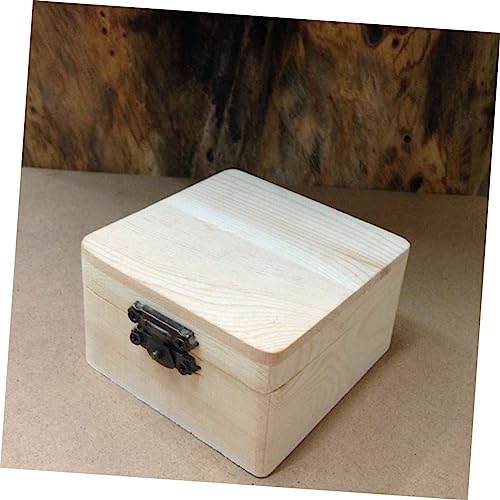 TEHAUX 3 Pcs Unfinished Wood Treasure Chest Memory Chest Wooden Jewelry Case Wooden Case with Antique Jewelry Organizer Unfinished Wooden Case Lock TEHAUX
