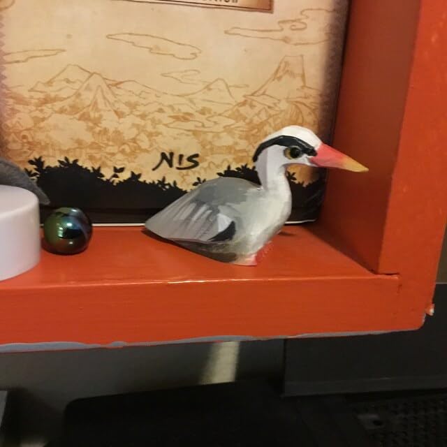 Stork Crane Heron Figurine Statue Baby Shower Decor Art Miniature Wood Carving Sculpture Small Animal Selsela