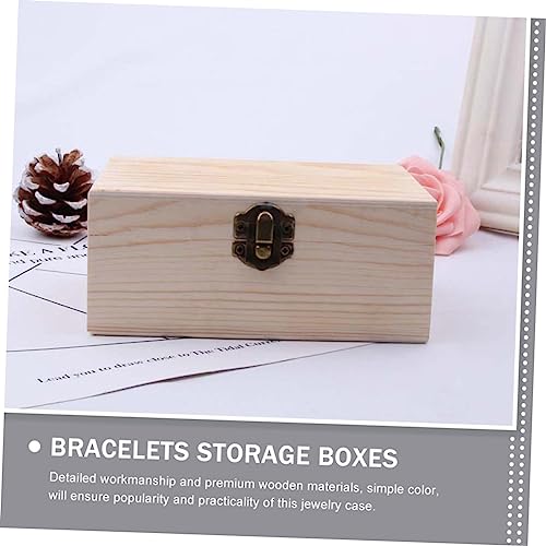 VOSAREA Box Box Wooden Box Jewelry Storage Retro Jewelry Case Craft Storage Desk Topper Table Wood Jewelry Case Jewelry Organizer Tray Unfinished VOSAREA