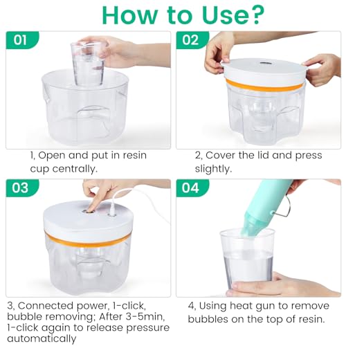 Resin Bubble Remover, Faster Remove Bubbles Within 5 Mins, Wide Vacuum Degassing Chamber, Compact Epoxy Resin Airless Machine for Silicone Resin weishan