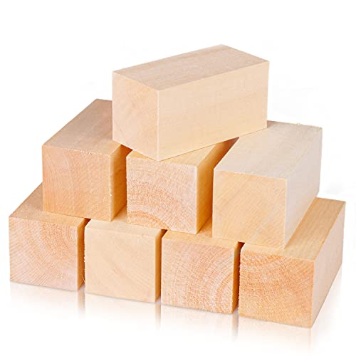 8 Pack Basswood Carving Blocks 4 X 2 X 2 Inch, Large Whittling Wood Carving Blocks Cubes Kit for Kids Adults Beginners or Expert, Fowecelt