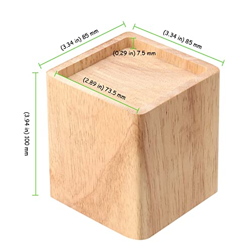 TAICHEUT 6 Pack Wood Bed Risers, 4 Inch Natural Square Dark Wood Furniture Lifters, Heavy Duty Wood Extenders for Beds, Tables, Sofas, Dressers, TAICHEUT