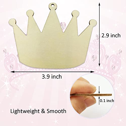 20pcs Unfinished Crown Wood Cut Out Crown Wood DIY Crafts Cutouts Blank Wooden Crown Shaped Hanging Ornaments JEKEJIAJIU