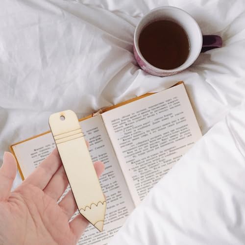 KALLORY Wood Blank Bookmarks DIY Wooden Craft Bookmark Unfinished Wood Cutouts Wood Shapes for Crafts Wood Bookmark Signs Unfinished Wood Crafts KALLORY