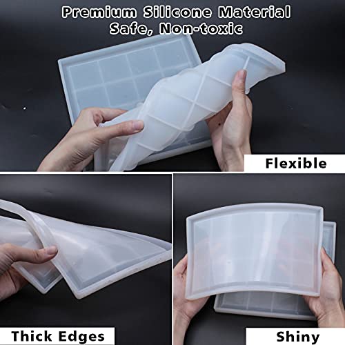 ResinWorld Rectangle Square Tray Mold for Resin, Rolling Tray Mold, Shiny Silicone Tray Resin Mold with Sides, Silicone Plate Mold for Making Sided ResinWorld