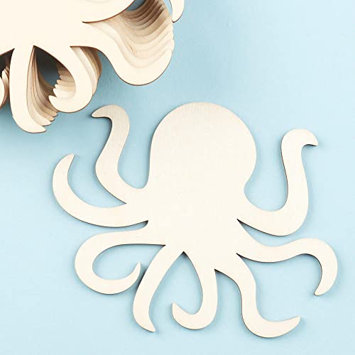 Pack of 24 Unfinished Wood Octopus Cutouts by Factory Direct Craft - Octopus Blank Wooden Sea Coastal Marine Shapes for DIY Scouts, Camps, Vacation Factory Direct Craft