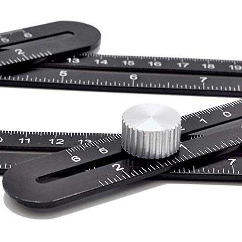 Six-Sided Aluminum Alloy Angle Measuring Tool, Angle Ruler Template Template Tool Full Metal Measuring Rules Layout Tool for Handymen Builders DIY TYMXGHF