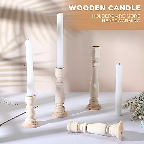 Tanlade 16 Pcs Wooden Candle Holders Set for Pillar Candles Farmhouse Unfinished Wood Boho Candle Sticks Holder Rustic Candlestick Holder Stand for Tanlade