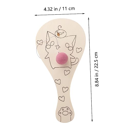 Toyvian 4pcs Graffiti Blank Racket Wooden Paddle Ball Toy Paddle Paint Toy Paddle Draw Toy Unfinished Wood Racket Classic Paddleball Wooden Catch Toyvian