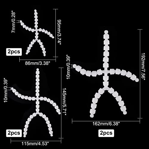 PH PandaHall 6pcs Body Joint Skeleton 3 Sizes Figure Movable Skeleton Plastic Joint Jeton Ball Socket Teddy Bear Connectors Soft Making Limbs and PH PandaHall