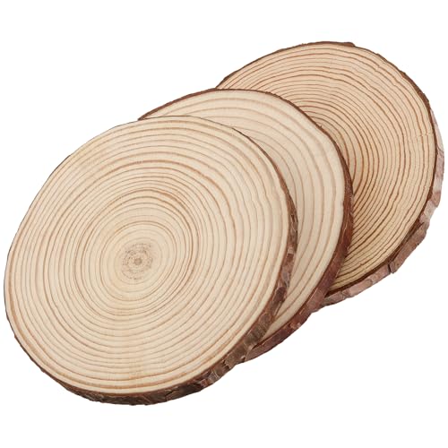KINJOEK 30 PCS Natural Wood Slices 5.1-5.5 Inch with Bark Unfinished Wood Circles for Coasters DIY Crafts Wedding Decorations Christmas Ornaments KINJOEK