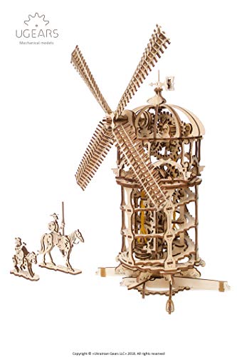Ugears 70055 3D Tower Windmill Wooden Puzzle Model Building Set Thinking Game DIY Puzzle Educational Toy Environmentally Friendly Adult and Children UGears