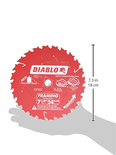 Diablo D0724A 7-1/4in 24T ATB Framing Saw Blade 5/8in & Diamond Knockout Arbor Freud