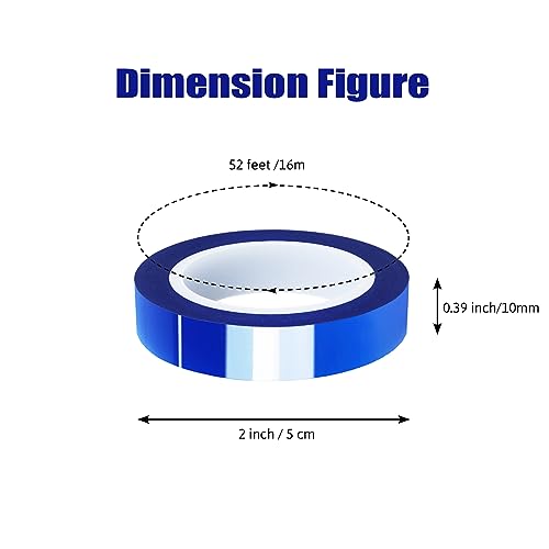 MEBMIK 2 Rolls 10mm x16m(52FT) Blue Heat Tape High Temperature Heat Resistant Tape Heat Transfer Tape for Heat Sublimation Press Vinyl,No Residue MEBMIK