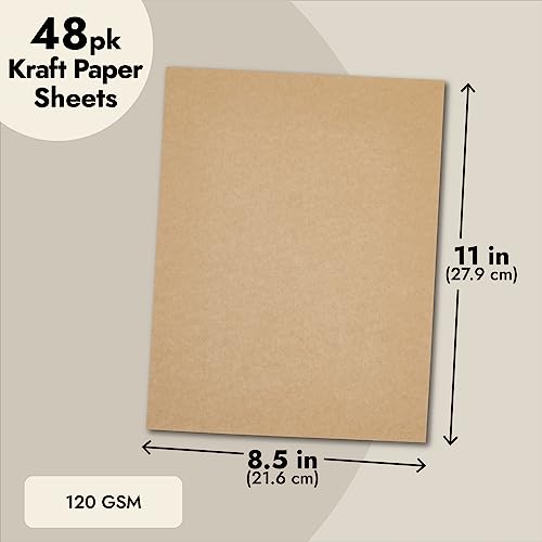 Best Paper Greetings 48-Pack Kraft Paper Sheets for Wedding, Brown Cardstock for Party Invitations, Announcements, Drawing, DIY Projects, Arts and Best Paper Greetings