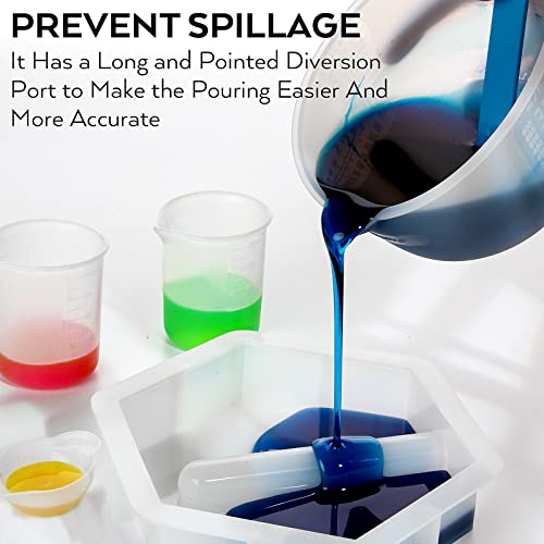 Large Silicone Resin Measuring Cups Tool Kit - Nicpro Reusable 600ml & 100ml Measure Cup, Silicone Stir Sticks Pipettes Finger Cots for Epoxy Resin Nicpro