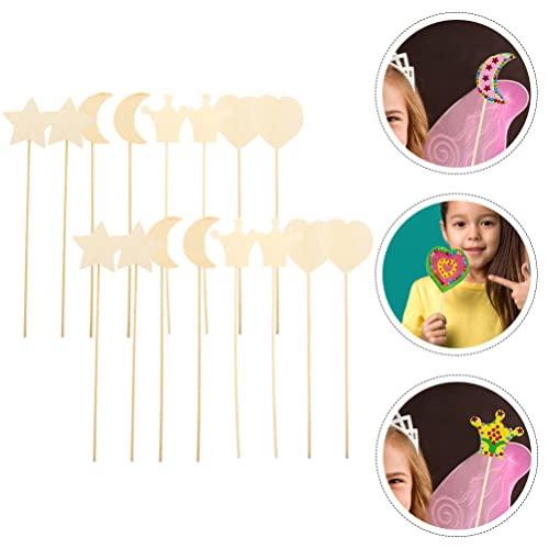 Toyvian Craft Supplies 12PCS Princess Fairy Wands Kit, Wooden Fairy Wands, Unfinished Wooden DIY Fairy Sticks Crafts Adorable Moon Wand for Girls Toyvian