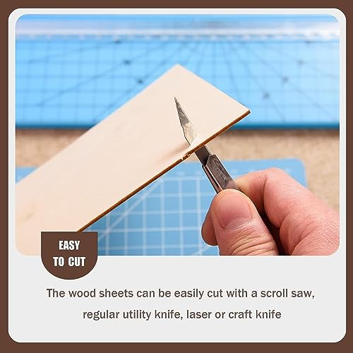 24 Pack Basswood Sheets for Crafts 12 x 4 x 1/16 Inch-2 mm Thick Unfinished Wood Sheets Thin Plywood Boards for Drawing, Painting, Wood Engraving, AWIZOM