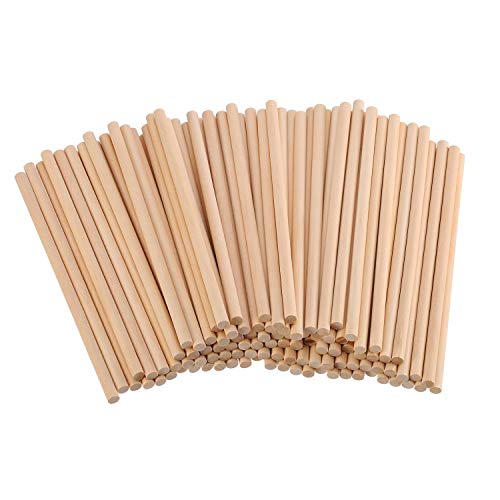 BFDYY Unfinished Natural Wood Craft Dowel Rods 100 Pack(Wood Color-6 x 1/4 Inch) EBOOT