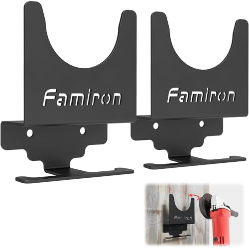 2 PCS Angle Grinder Holder,Angle Grinder Stand Tool Wall Mount Bracket for 5inch Grinder,Angle Grinder Storage Rack for Cutters,Polishers Famiron
