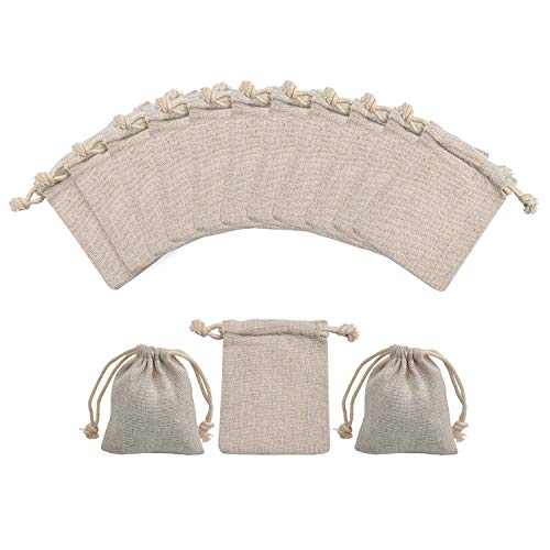 calary 5x6.9 Inch Double Canvas Drawstring Bag Cotton Pouch Gift Sachet Bags Muslin Bag Reusable Tea Bag (25pcs) calary