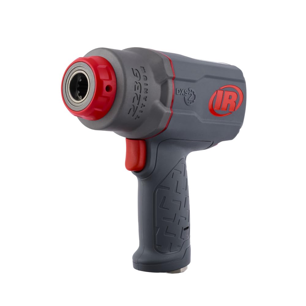 Ingersoll Rand 2236QTIMAX DXS2 1/2" Air Impact Wrench, Quiet, 1500 ft-lb Torque, Titanium Hammercase, Friction Ring Retainer, Pistol, Interchangeable Ingersoll Rand