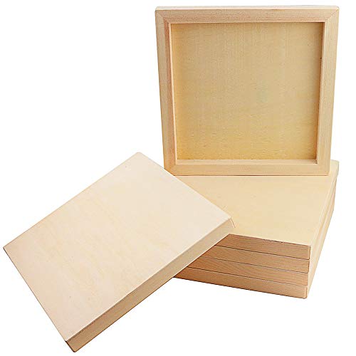 Owevvin 6 Pack 8 x 8 Inch Unfinished Wood Cradled - Wooden Canvas Panels Boards for Painting, Drawing and DIY Crafts Projects Owevvin
