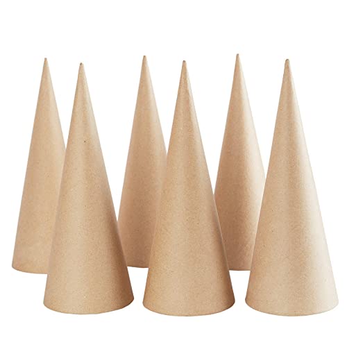 Factory Direct Craft Open Bottom Paper Mache Cones - Pack of 6 Cardboard Papier Mache Cones for DIY Crafts, Gnomes, Holiday Angels, Christmas Trees Factory Direct Craft