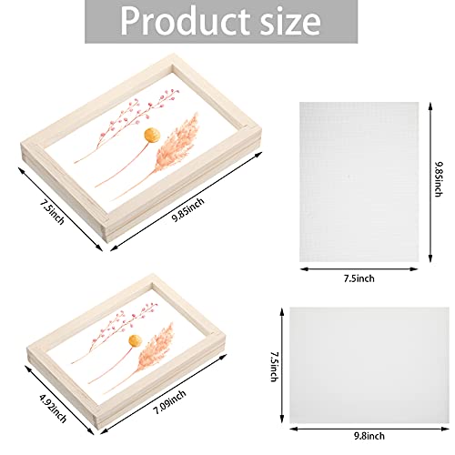 12 Pieces Paper Making Kit, 2 Size Wooden Paper Making Mould Frame Paper Making Screen Paper Making Mould Dried Flowers, Sponge with Replace Mesh Honoson