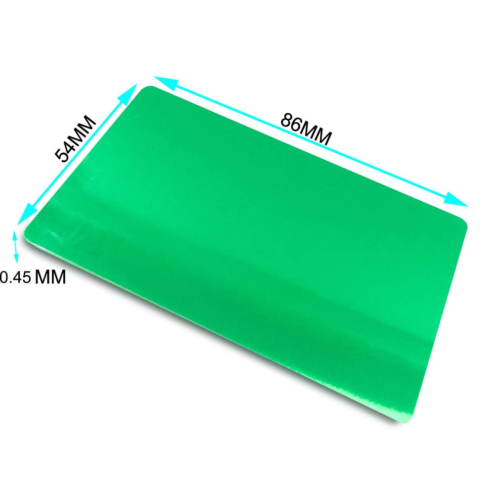 Ebamaz 50PCS Thick 0.45mm Aluminum Metal Business Cards Blanks 3.4 X2.13 inch for Customer Laser Engraving (Green, Blank) ebamaz