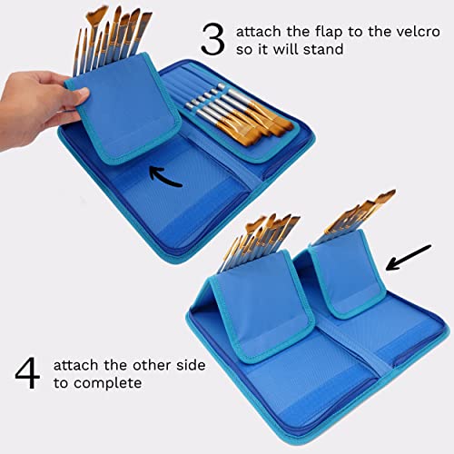 MyArtscape Paint Brushes - 15 Pc Art Brush Set for Watercolor, Acrylic, Oil & Face Painting | Short Handle Artist Paintbrushes with Travel Holder | 1 MyArtscape