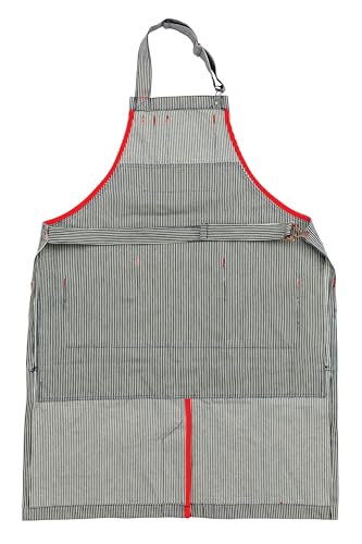 Dickies 6-Pocket Chef and Workshop Apron, Durable Canvas Construction, One Size, Hickory Stripe Pattern, Blue and White (57150) Dickies