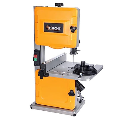 Hoteche 8-Inch Band Saw 2.0A Low Noise Two Cutting Height Table Benchtop with Fence and Miter Gauge for Woodworking, DIY Projects and Precision