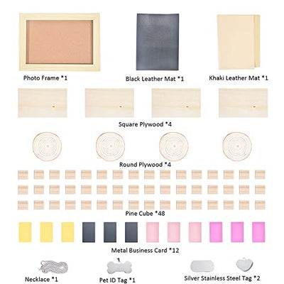 77pcs Longer Laser Engraving Material Kit DIY Material Package for Custom Business Card Metal Plywood Pet ID Keychain