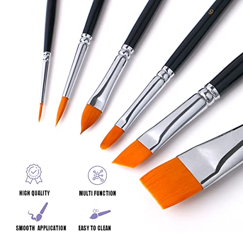 Bowitzki Face Paint Brush Set, 6pcs Artist Brushes for Body Face Painting,Acrylic Painting Watercolor Oil Gouache Bowitzki