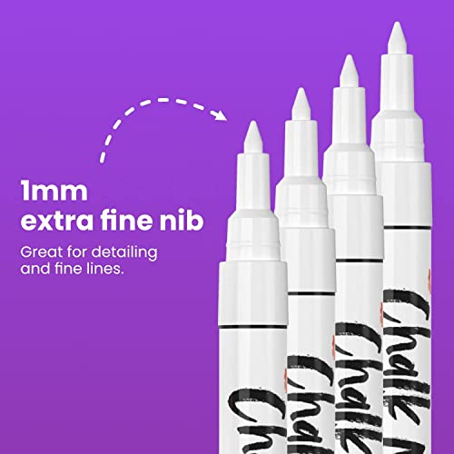 4 White 1mm + 5 White Variety Chalk Markers Bundle Chalkola