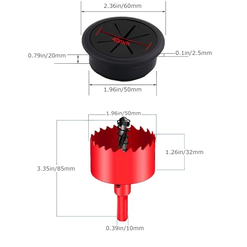 TuTuYa Desk Grommet, 6PCS Flexible 2 Inch (50mm) Desk Cable Grommet Desk Cable Hole Covers with Hole Saw, Ideal Solution for Office and Home Table TuTuYa