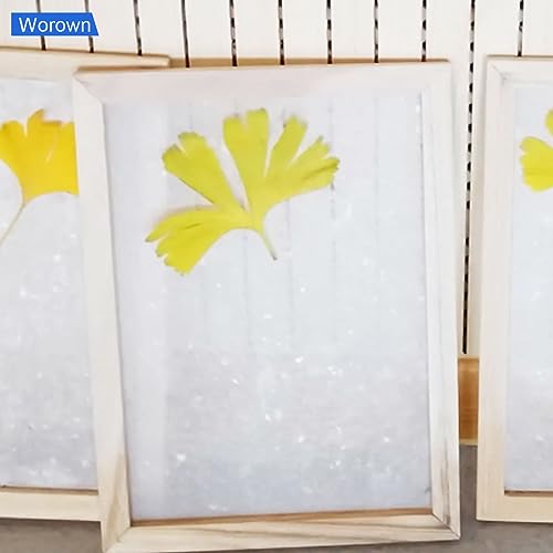 Worown 4 Sizes (A4, A5, A6, A7) Wooden Paper Making Screen Kit,Paper Making Frames, Mould and Deckle for Paper Making, DIY Paper Crafts Worown