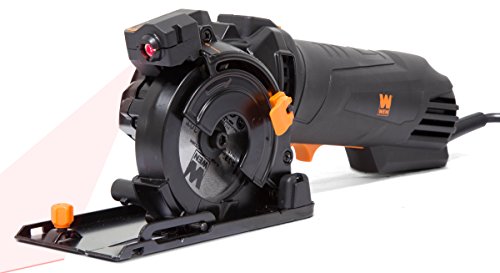 WEN 4.2-Amp 3-3/8-Inch Plunge Cut Compact Circular Saw with Laser, Carrying Case, and Three Blades (36704) WEN