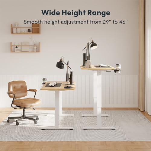 FitStand Adjustable Stand Up Desk with Whole Piece Desk Board, 44 x 24 Inch Electric Standing Desk Home Office Desk Computer Workstation Sit Stand FitStand