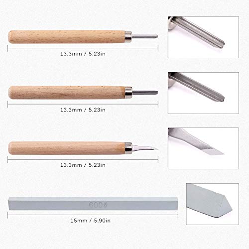 Swpeet 41Pcs Rubber Stamp Making Kit, Rubber Stamp Carving Blocks, 1 Whetstone, Craft Knife, Ink Roller, Plastic Stamp, Wooden Stamp and Rice Paper Swpeet