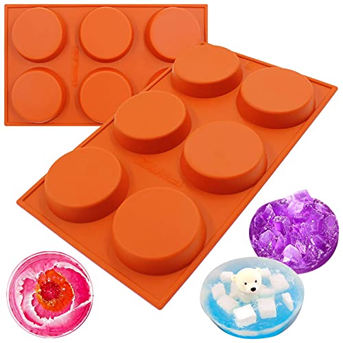 FUNSHOWCASE Mini 6-Cavity Disc Cake Pie Custard Tart Resin Coaster Silicone Molds Fluted 2-Bundle FUNSHOWCASE